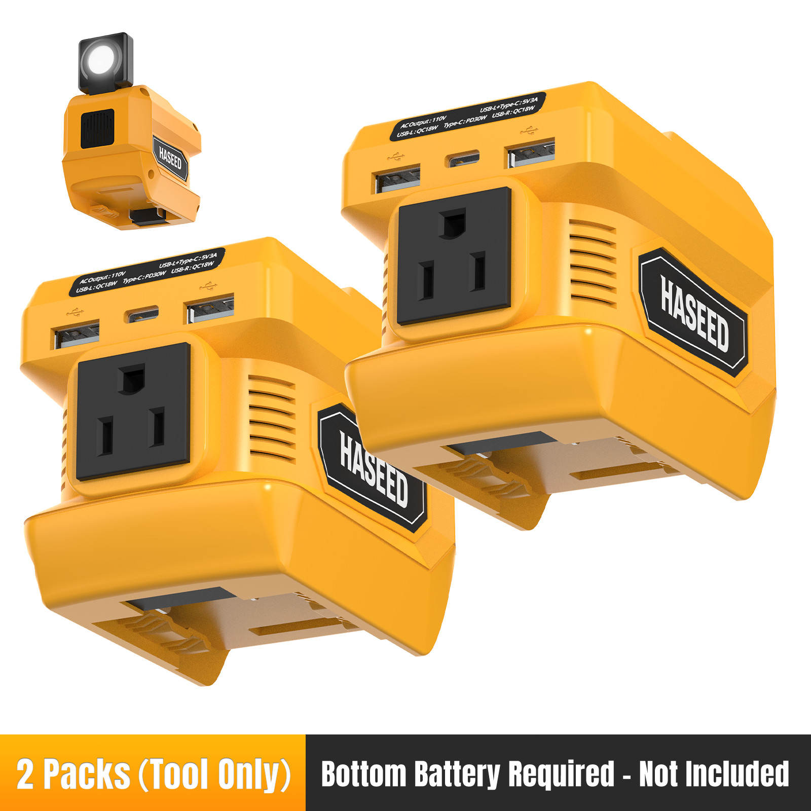 2 pack,USB Type-C,Power Inverter Compatible with DeWalt 20V Battery 20V to 110V