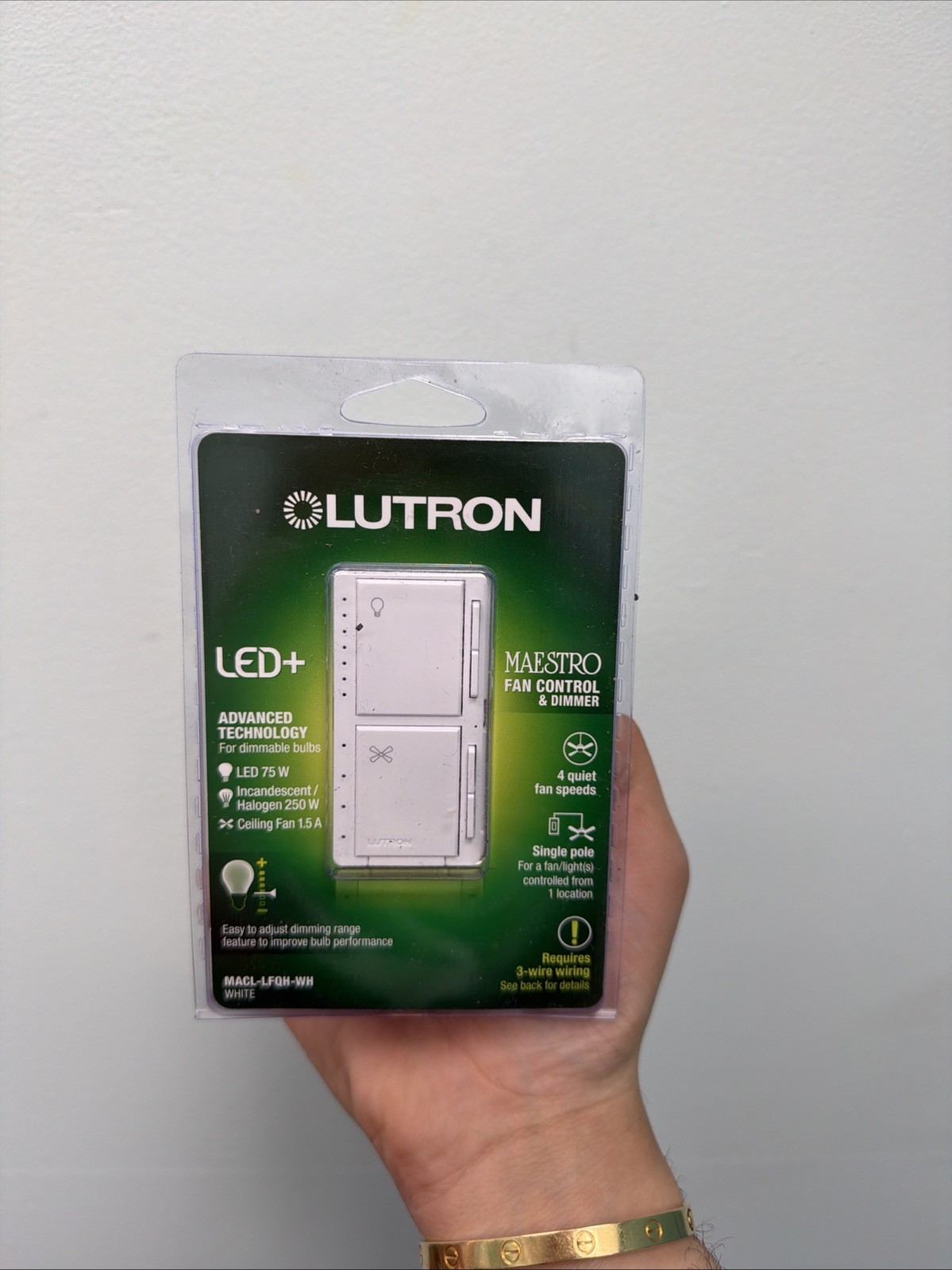 Lutron Maestro Fan Control and Light Dimmer MACL-LFQH-WH-White – Brand New