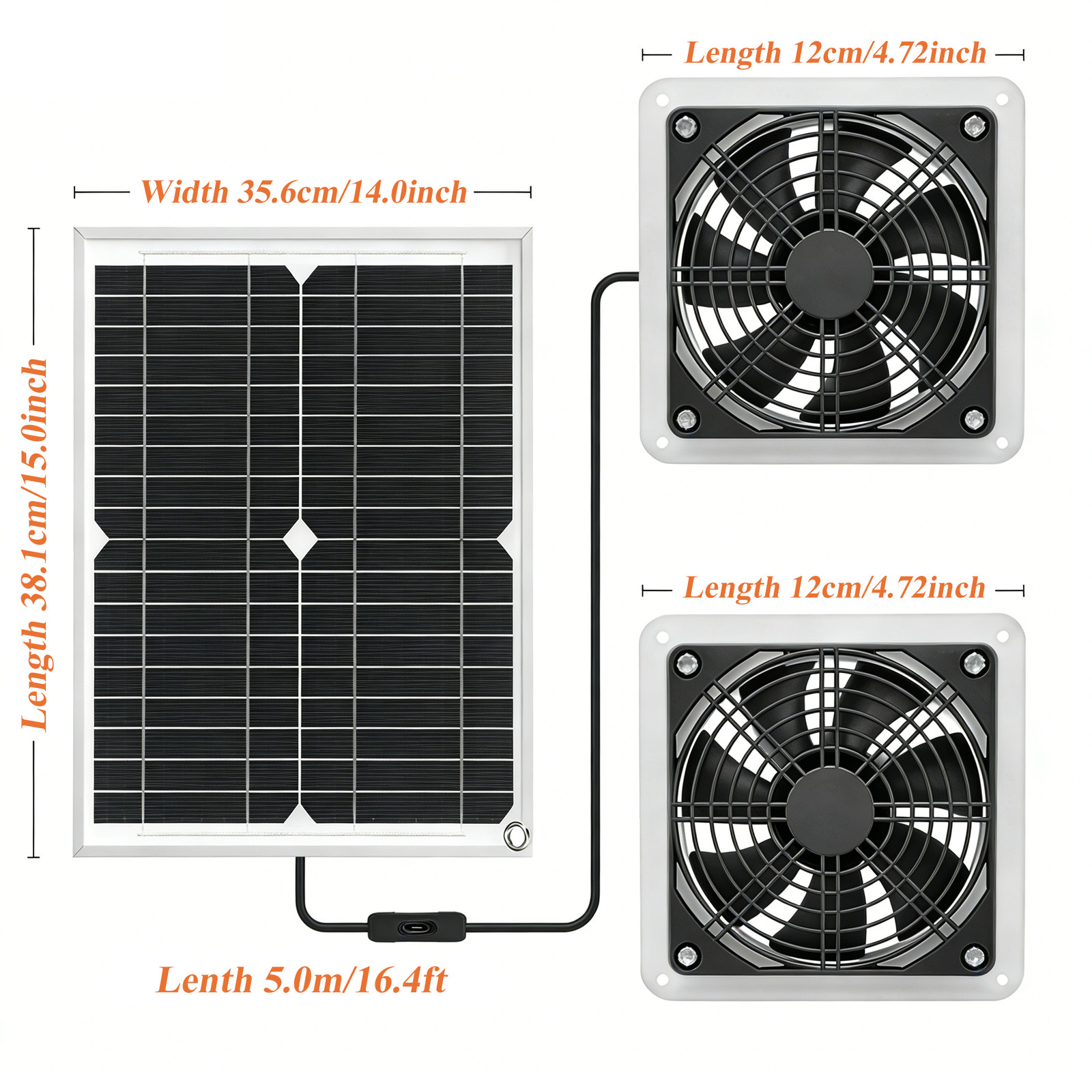 Solar Powered Ventilation Fan Kit 30W 18V Solar Exhaust Fan W/ Panel Greenhouse