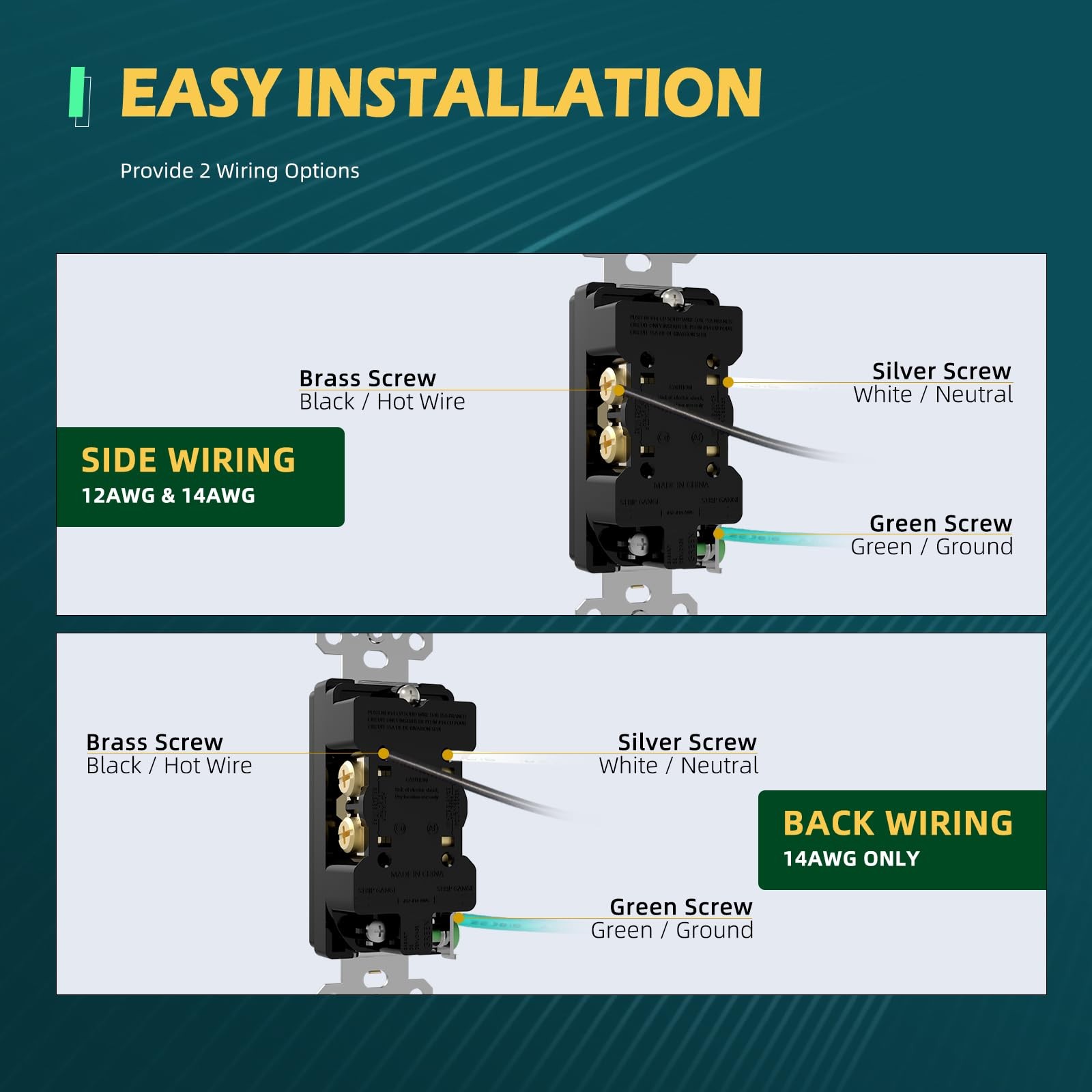 20 Amp Decorator Wall Receptacle Outlet NonTR Electrical Outlets Black 10 Pack