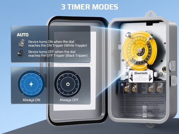 Outdoor 240V Timer Switch 40A Mechanical 24 Hour for Pool Pump Water Heater