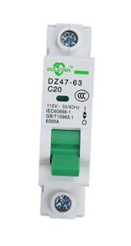 AC Miniature Circuit Breaker 20 Amp, 120/240VAC, 6kA Din Rail Mount 20A 1 Pole