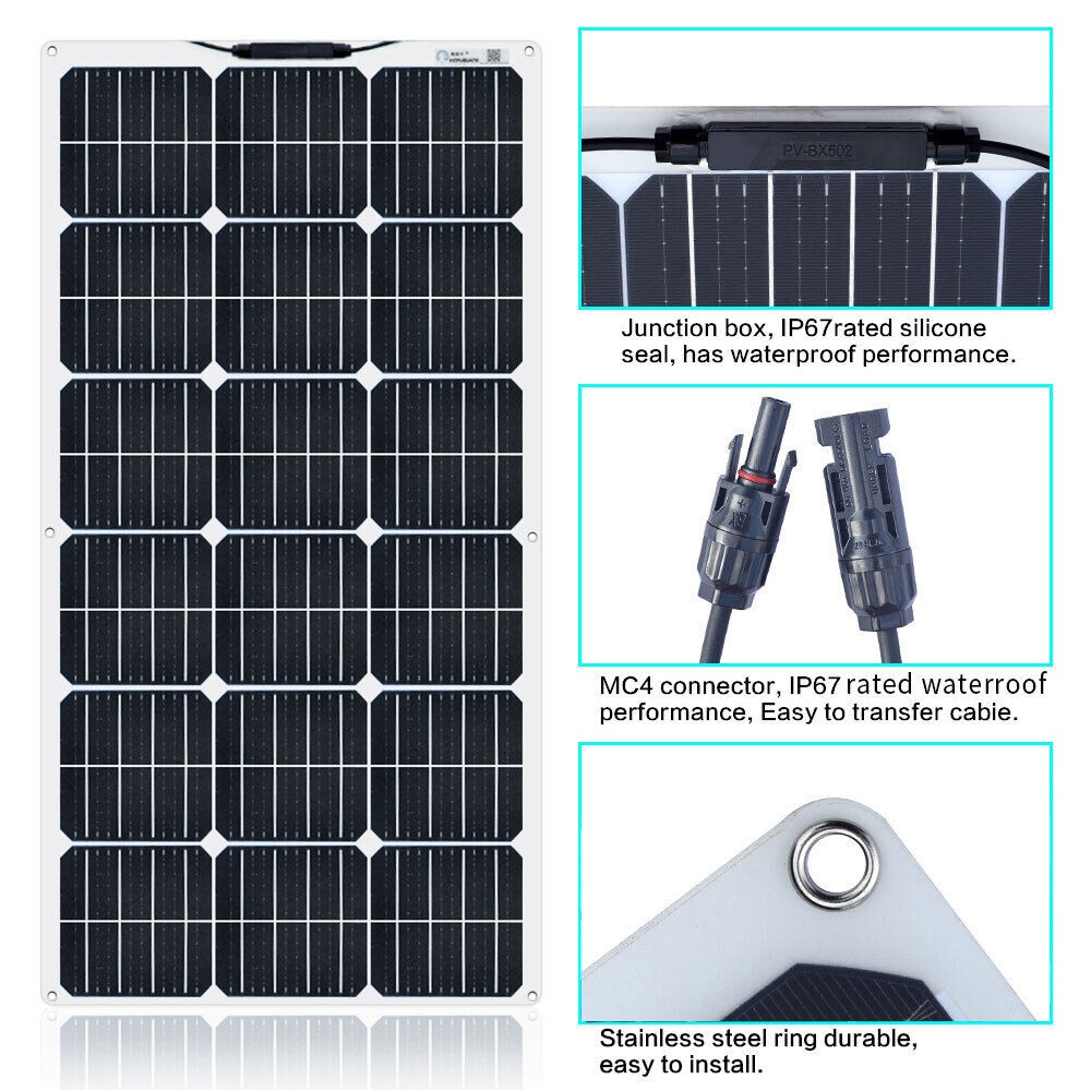 150Watt Flexible Mono Solar Panel 12V Volt Car Boat RV Home Rooftop Camping Roof
