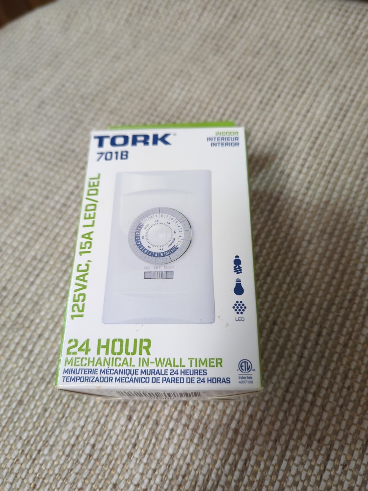 TORK 701B 24 Hour Mechanical In Wall Time Switch, 20 Amps, White
