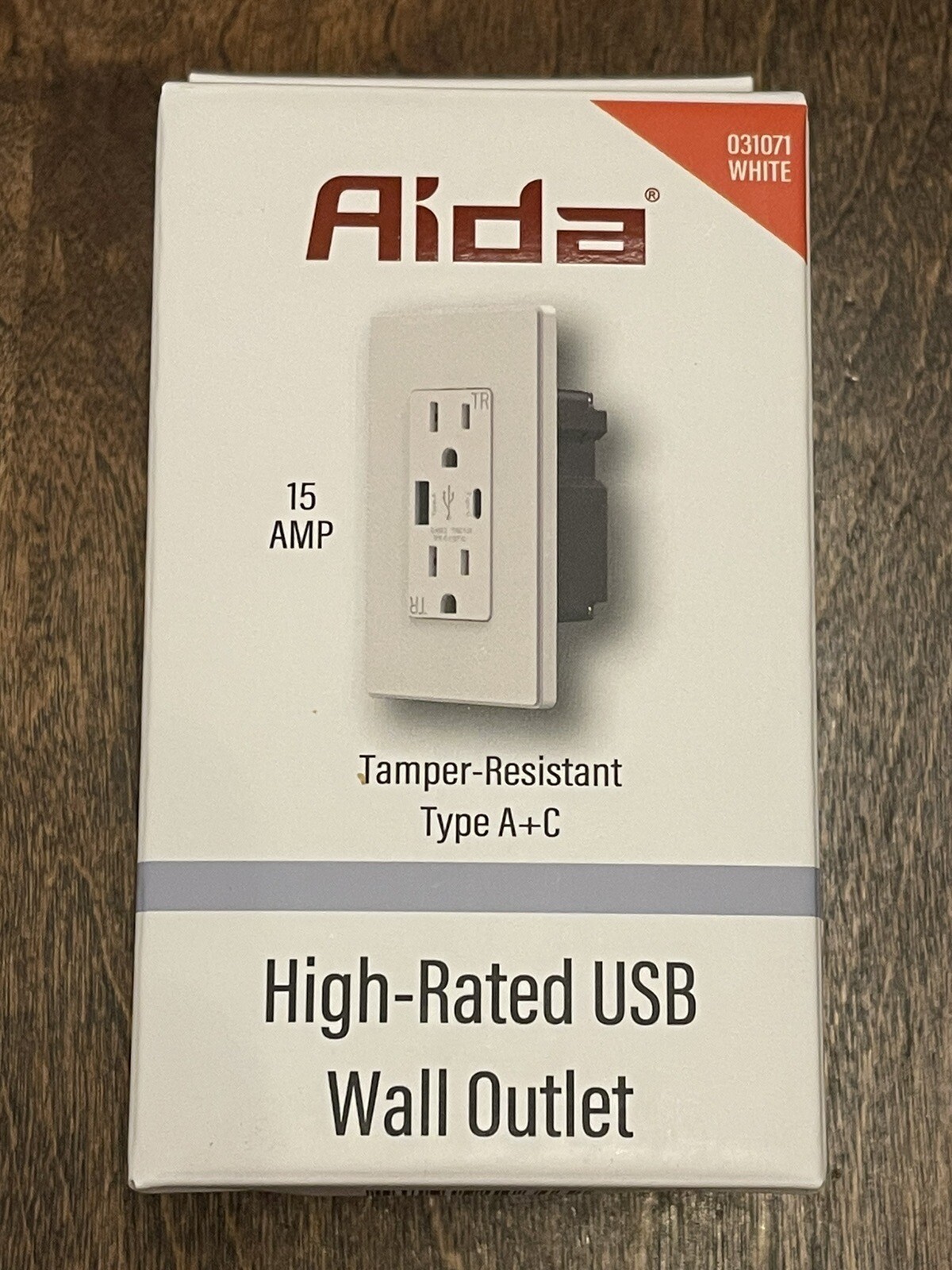AIDA High-Rated 2 Port USB A and C Outlet 5.0 Amp Outlet 15A Tamper Resistant