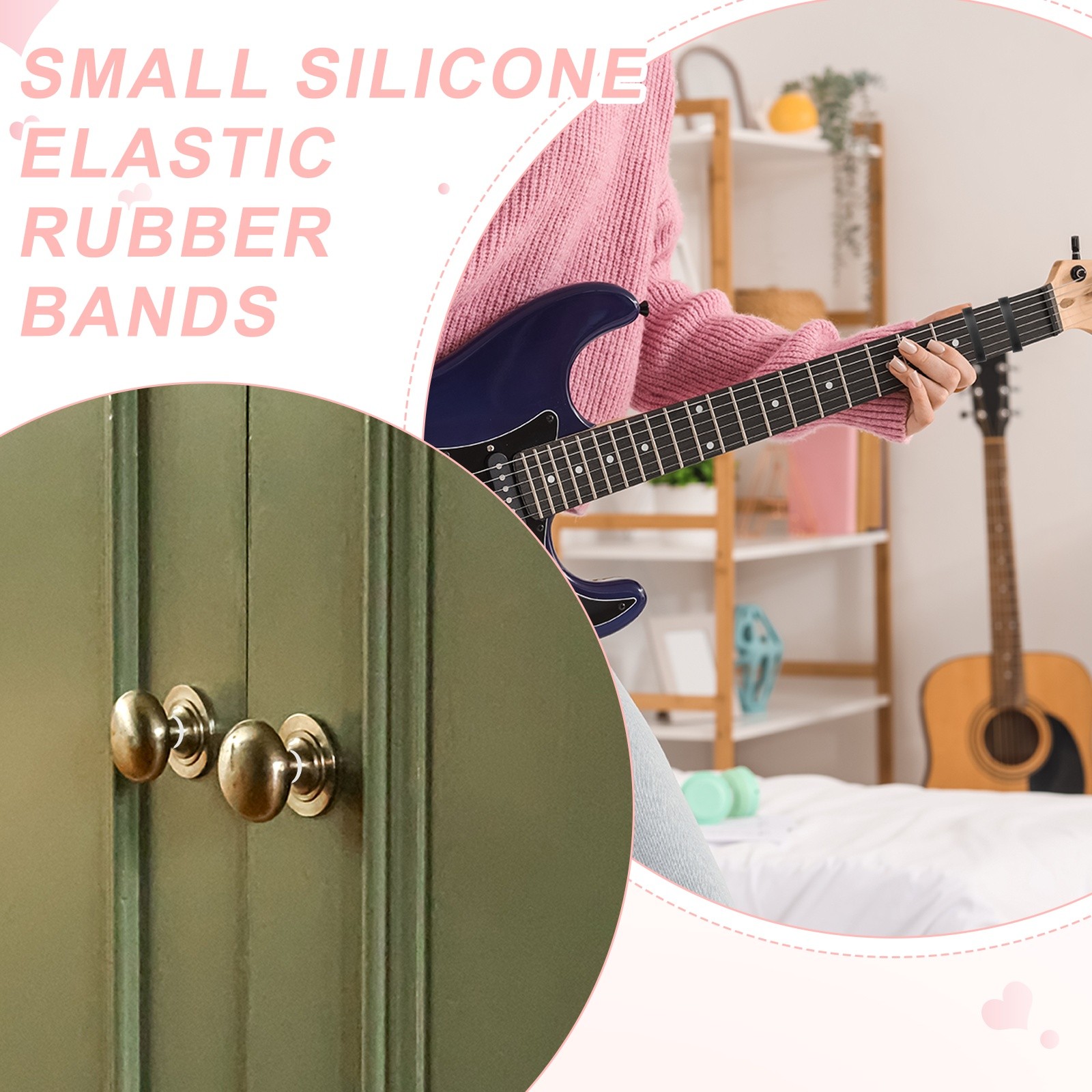 200 Pcs Silicone Rubber Bands, 8/10 mm Small Rubber Bands, White