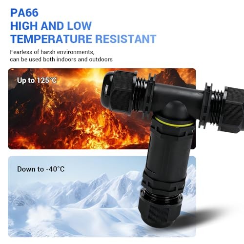 2Pcs 4-Core Screw Terminal IP68 Waterproof M25 4Pin 10-14 25A T-Type Three-Way