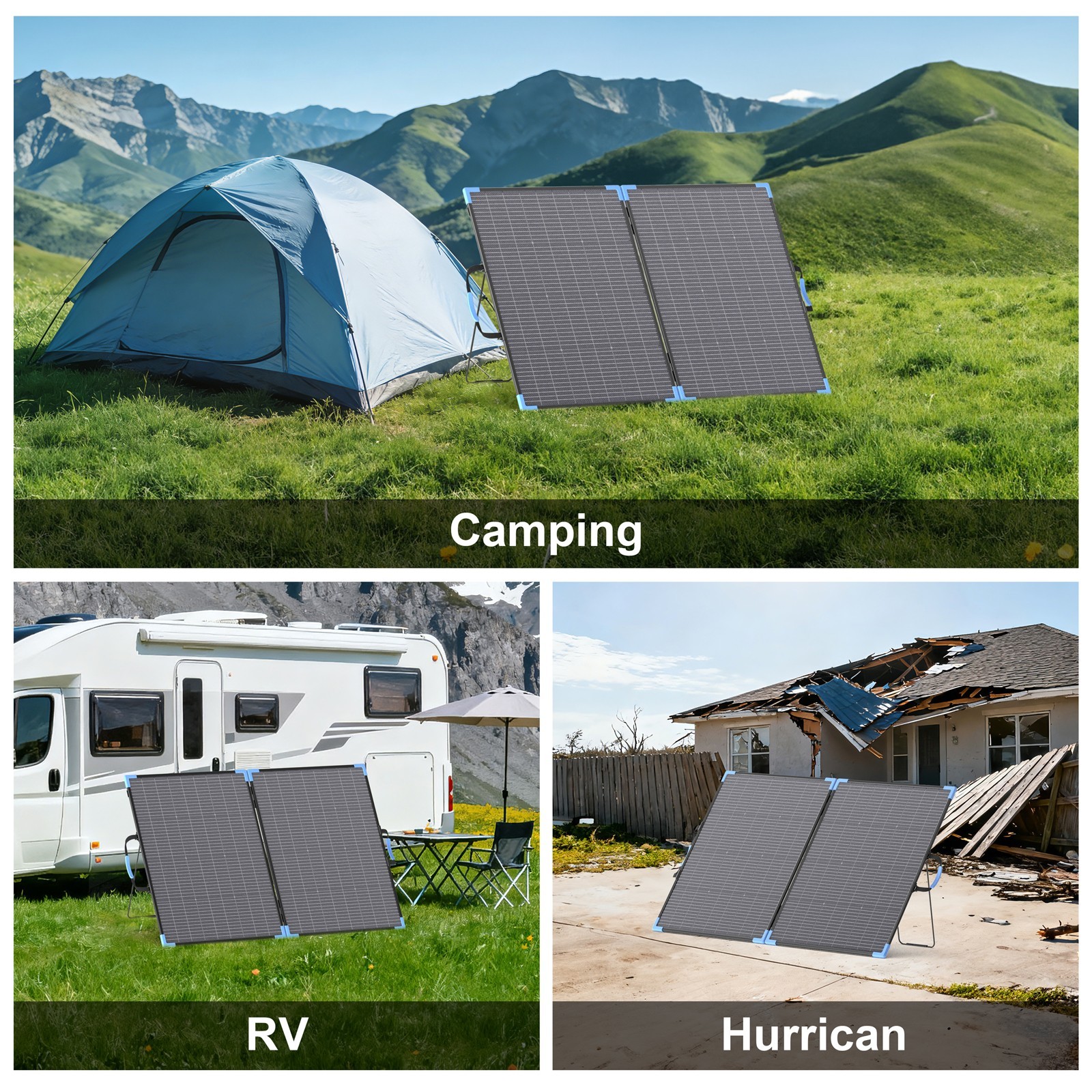 E-POWO 110W 220W Bifacial Solar Panel for Jackery Explorer 1000 v2 Power Station