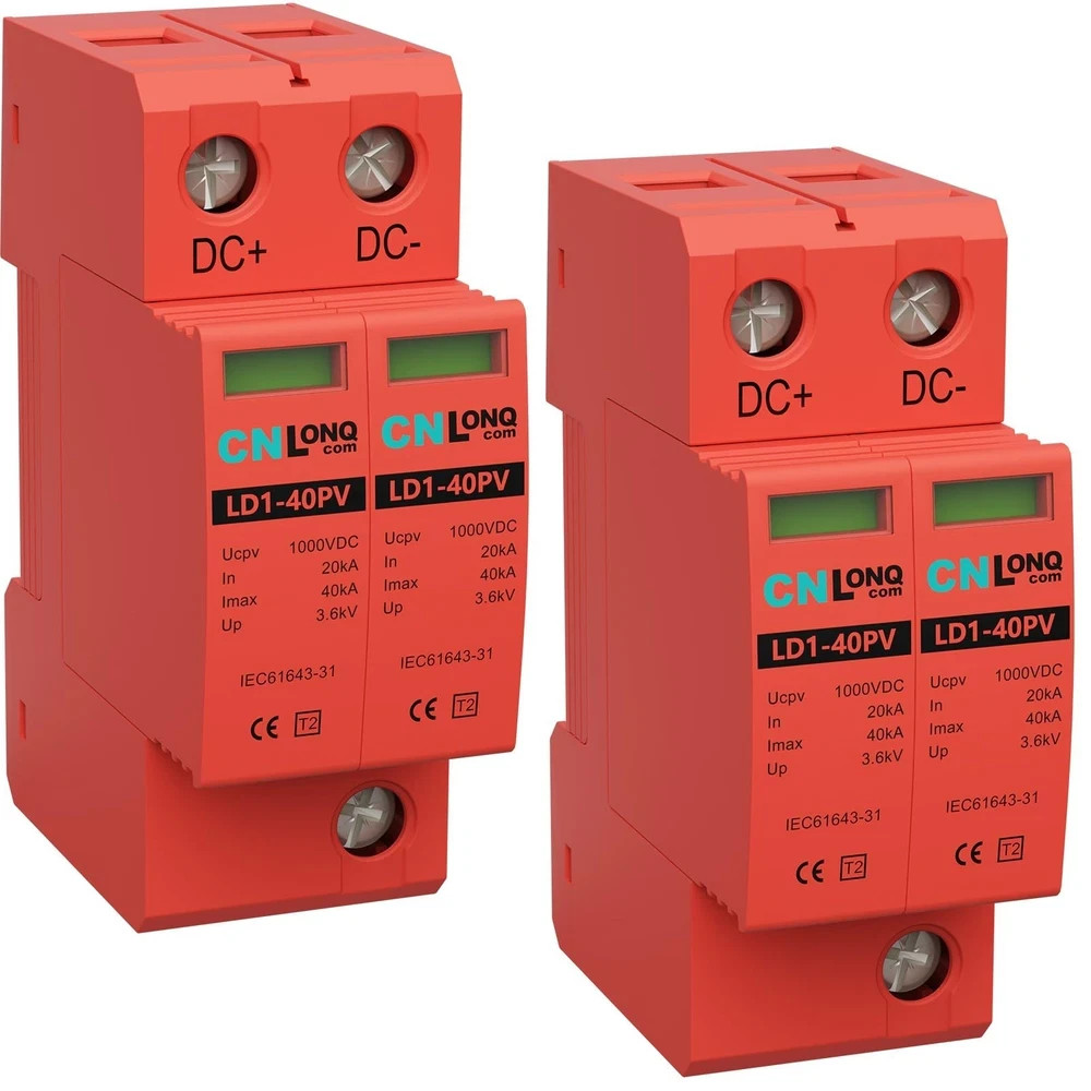 2P 40KA Voltage Surge Protector DC 1000V Solar PV Lightning Arrester Device f…