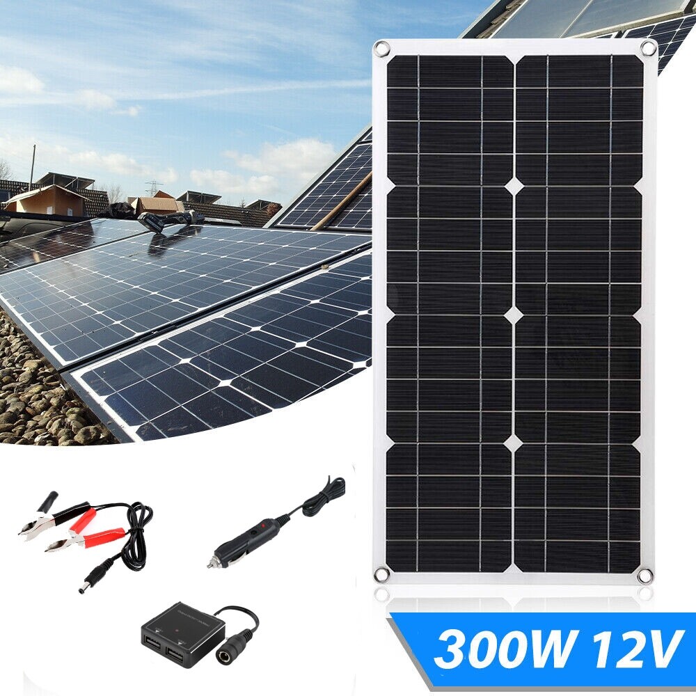 300 Watts Solar Panel Kit 50A 12V Portable Battery Charger Camping Caravan Boat