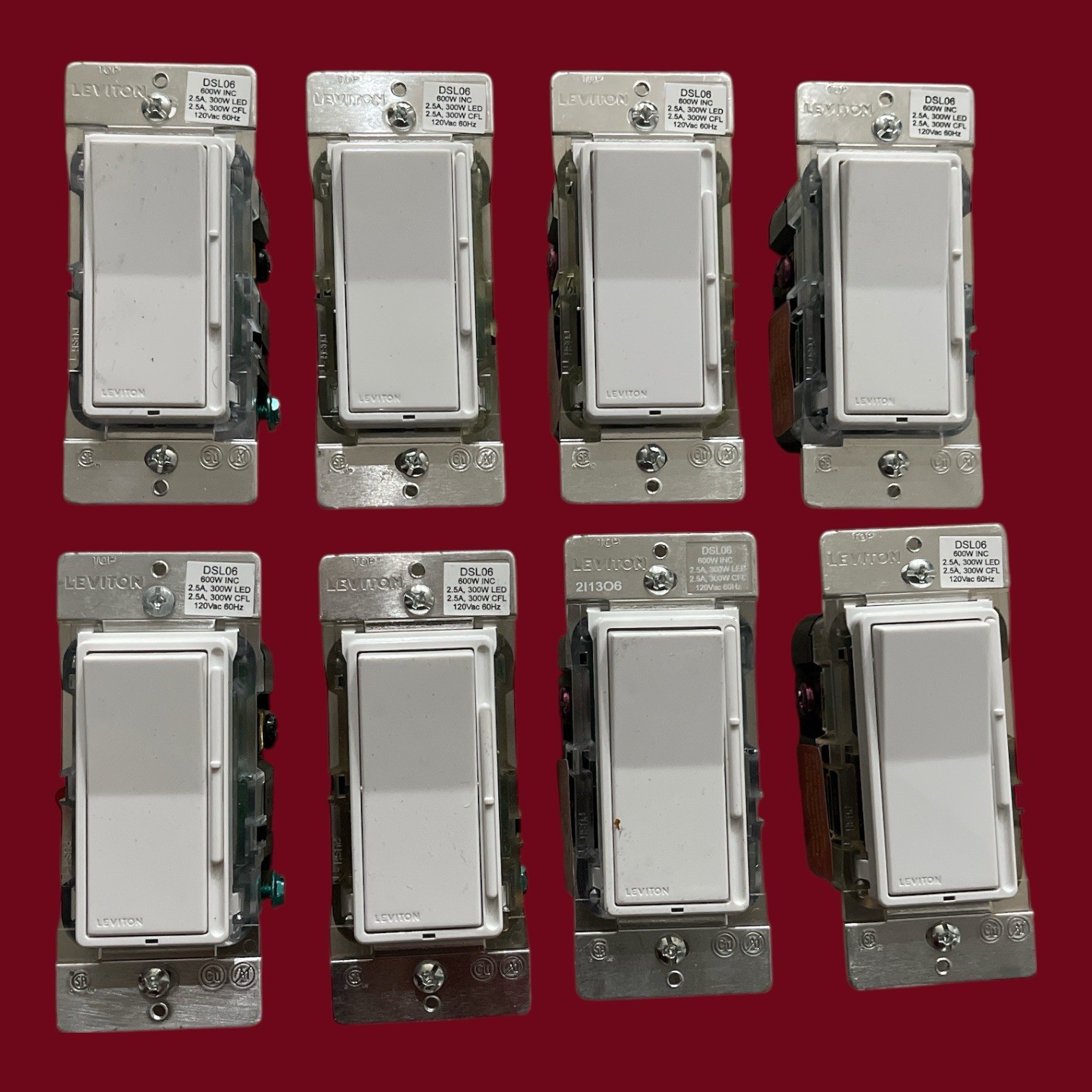 Leviton DSL06-3PW Rocker Dimmer With Slide Bar (8 Switches) YA