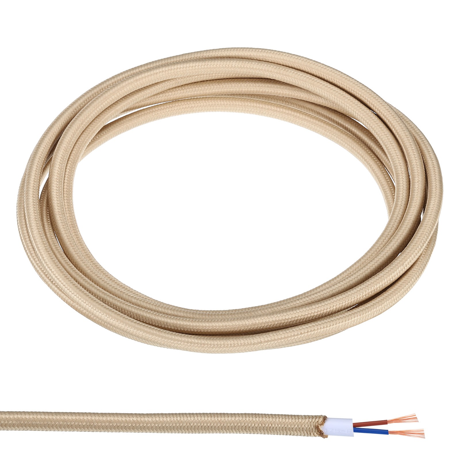 9.84ft 18AWG 2 Core Fabric Cloth Covered Round Wire, beige
