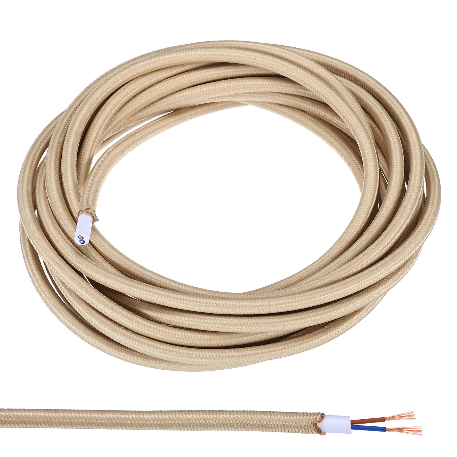 16.4ft 18AWG 2 Core Fabric Cloth Covered Round Wire beige