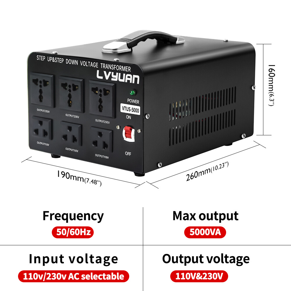 5000W Peak Step Up &Down Voltage Converter Transformer 110V to 220V 220V to 110V
