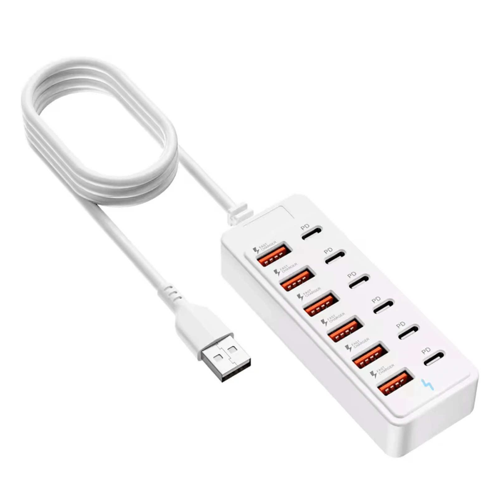USB Power Strip Type C Outlets Multiple Fast Charging Hub Stations 1m Cable 66W