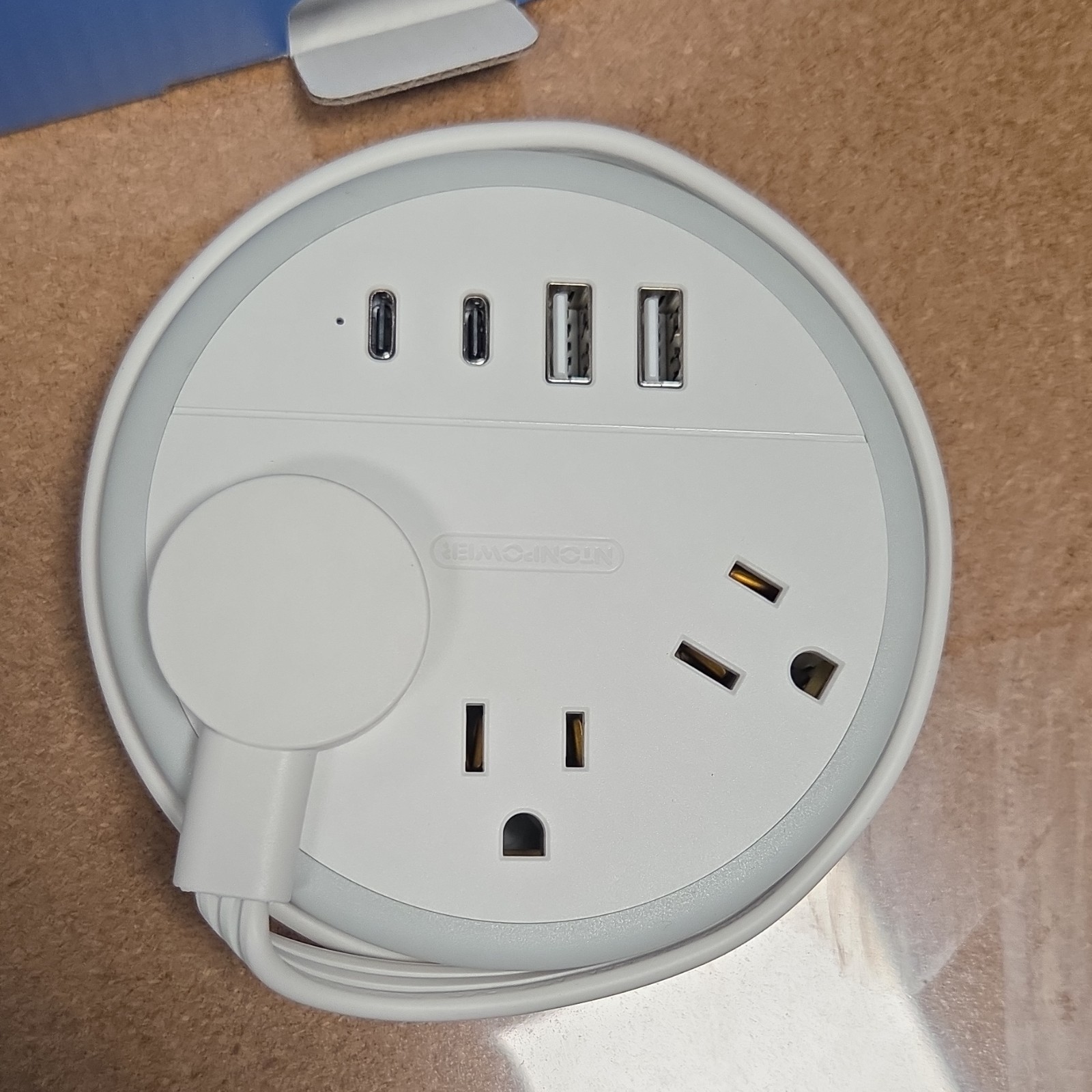 NTONPOWER APO Series Travel Power Strip 3 Outlets USB Charger White US Plug