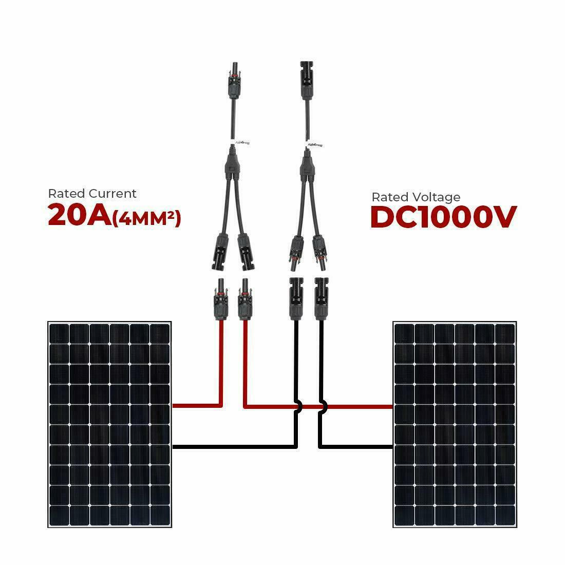 BY A pair of photovoltaic connectors solar Y-shaped cable busbar fireproof