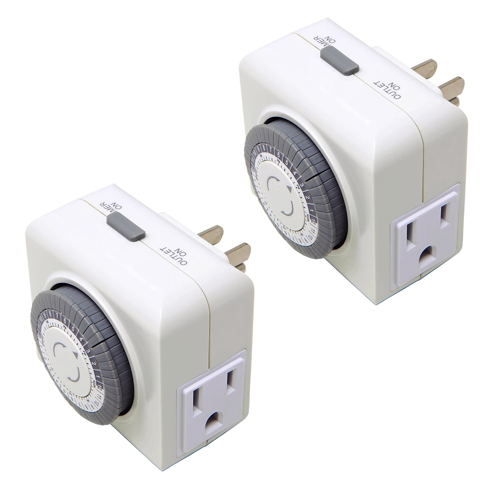 2 Pack 110-125V 3-Pin Mechanical Timer For Home Appliance 24-Hour Outlet Device