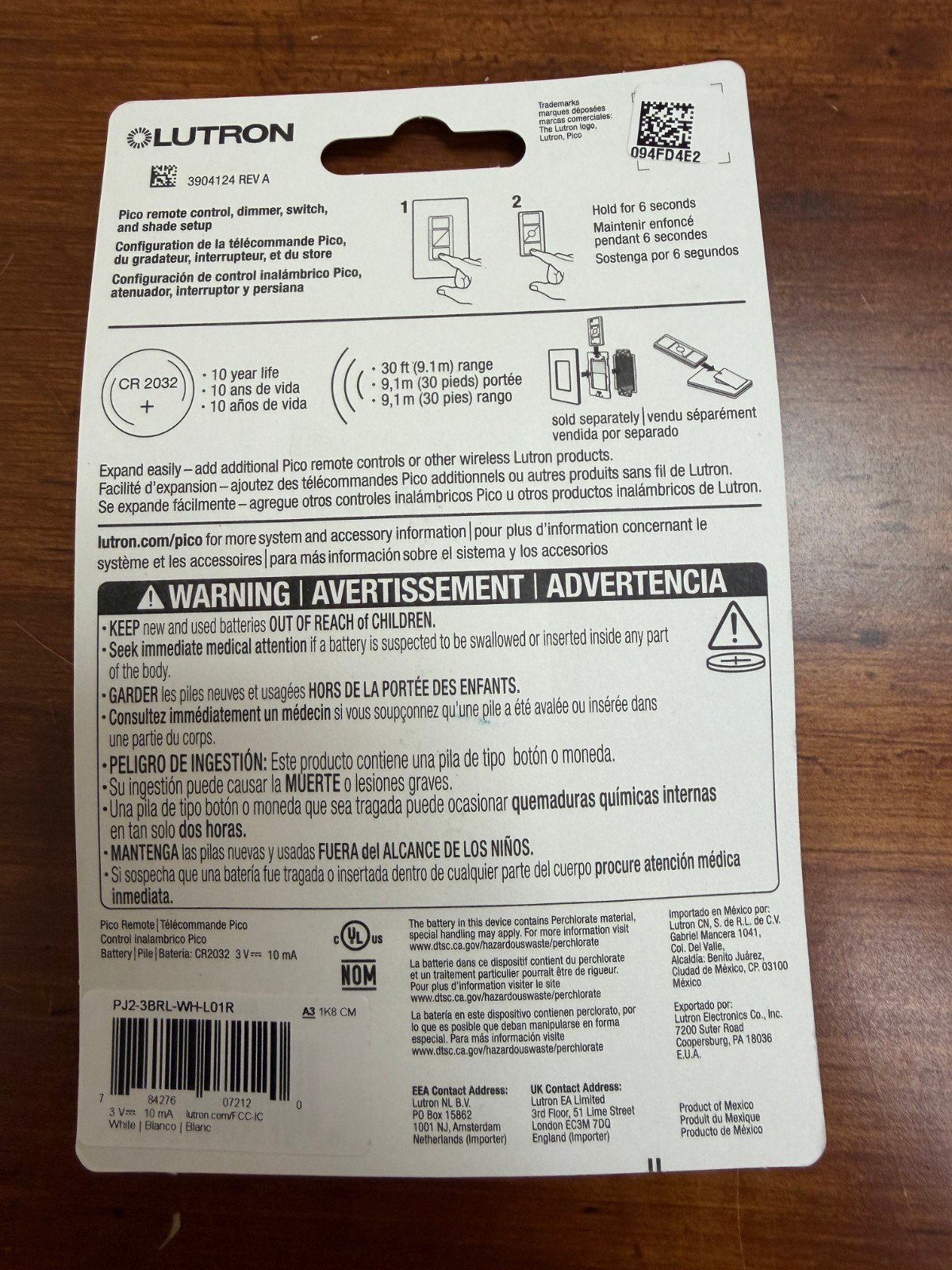 Lutron Pico Wireless Control PJ2-3BRL-GWH-L01 White