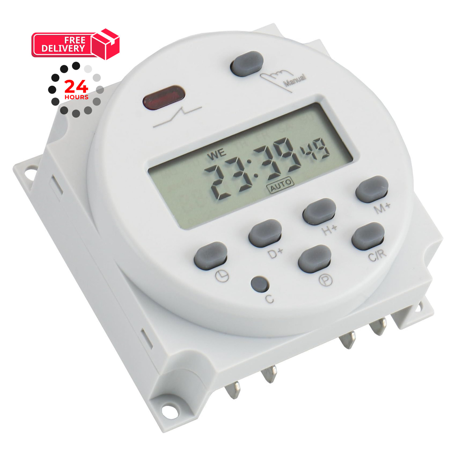 Baomain Time Switch Relay,Digital LCD Programmable Timer,110V AC Timer, White
