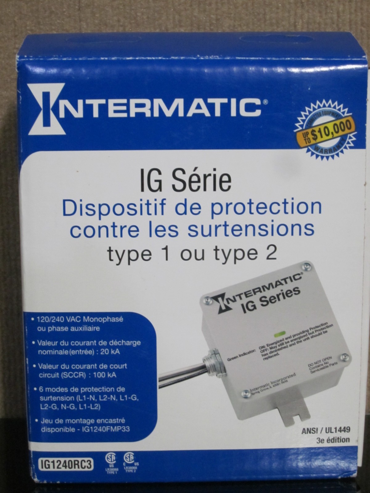 Intermatic IG Series Surge Protective Device Type 1 or Type 2 IG1240RC3 (d