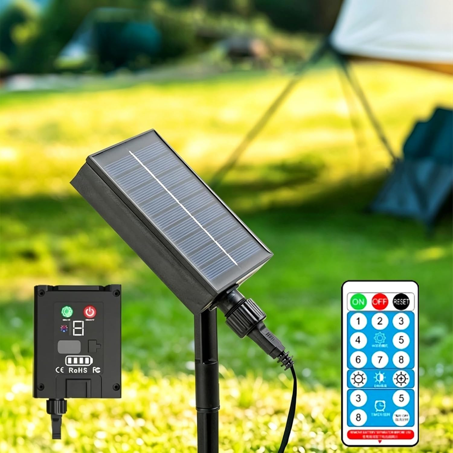 Solar Battery Box for 3V LED String Lights, 1200Mah Lithium Solar Panel with Rem
