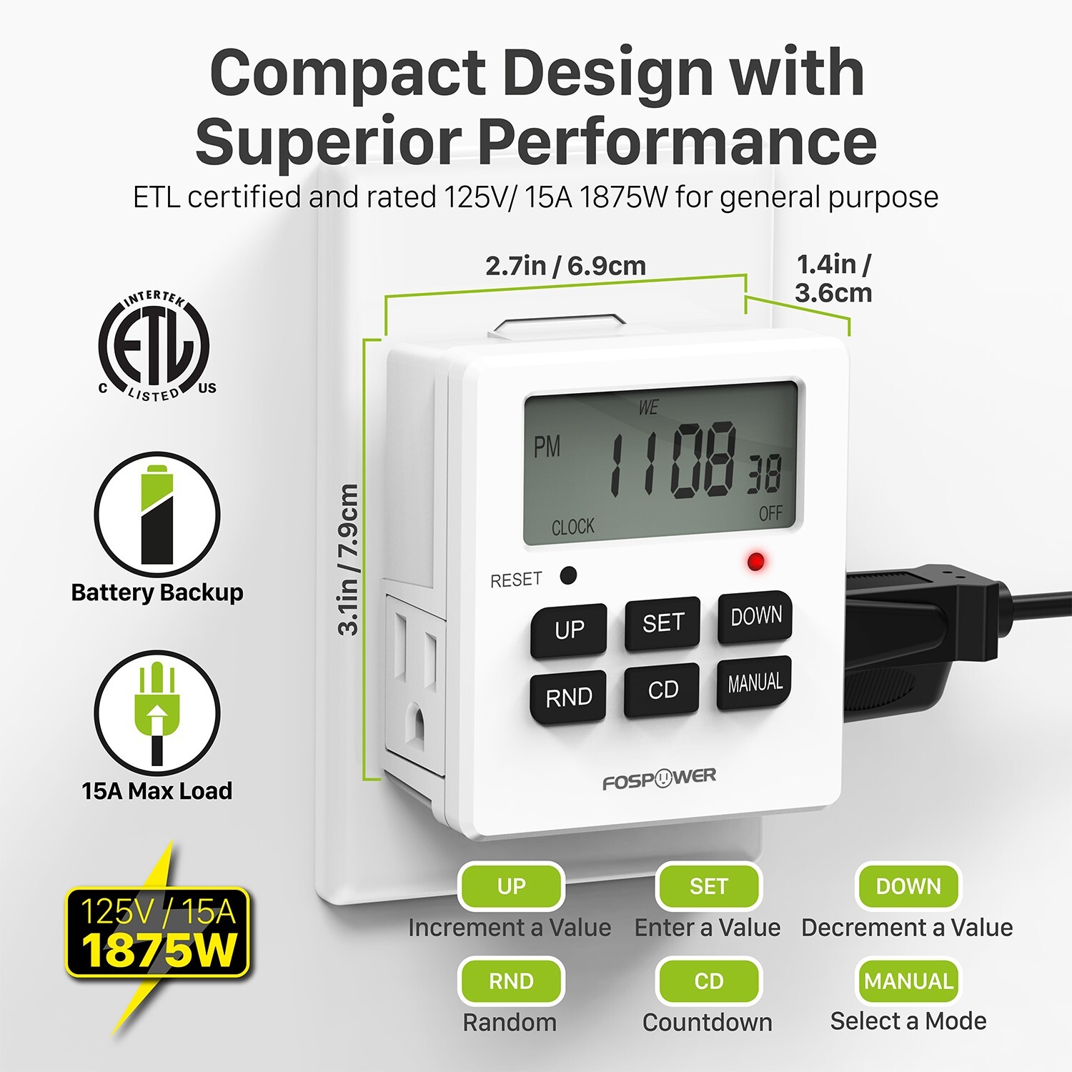 Digital Electric Programmable Dual Outlet Plug Kitchen Clock Timer Switch 7Day