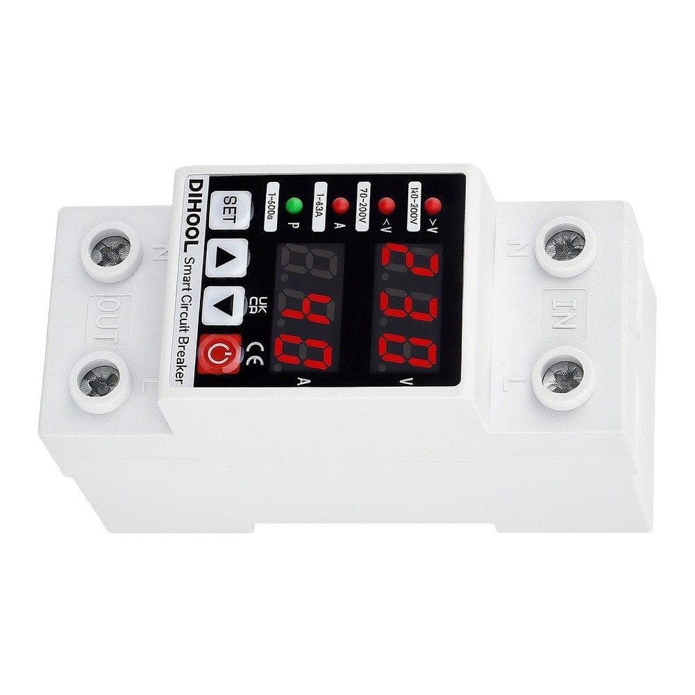 63A Adjustable Voltage Circuit Breaker Overvoltage Protector AC220V 110V