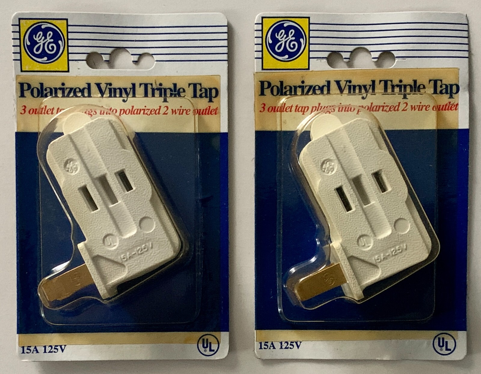 GE White Polarized 3-Outlet Vinyl Triple Tap Adapter 15A 125V Max 1875W 1736-71D