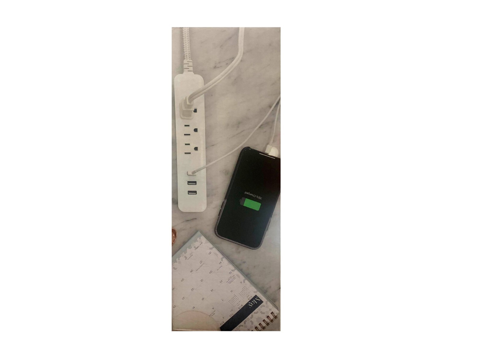 Jasco Extension Cords w/USB Charging 2Pk 8ft Cord 3 USB Charging Ports Flat Plug