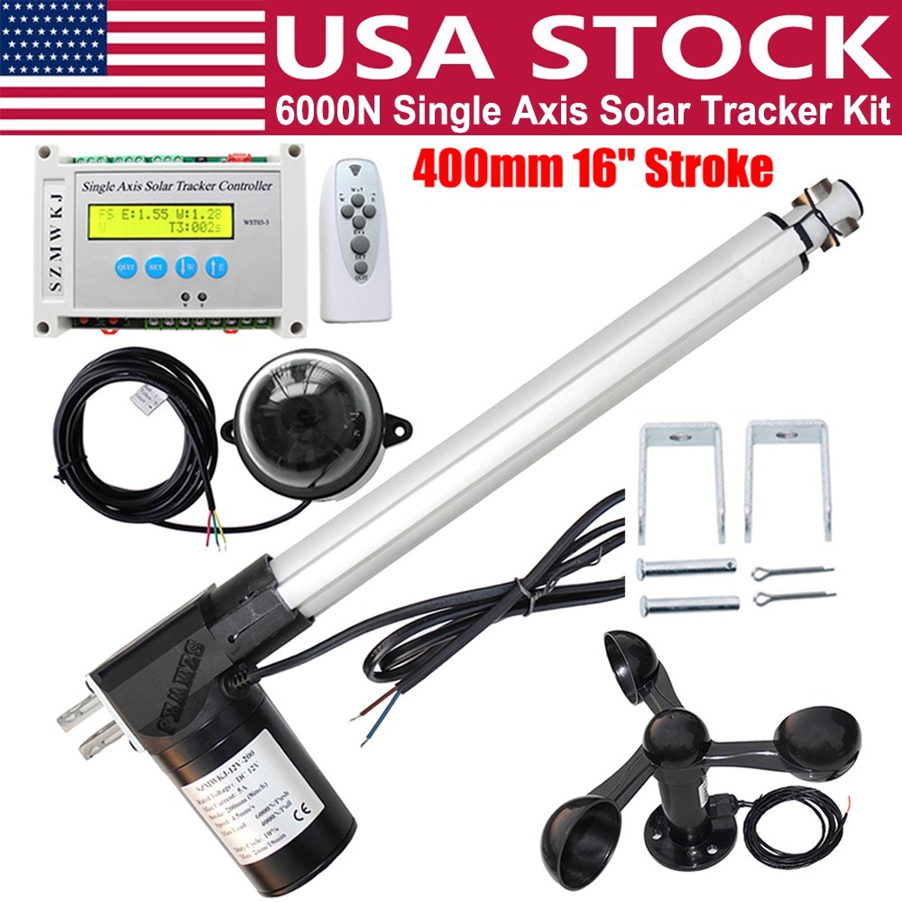 Single Axis Solar Tracking Tracker-6000N 16″ 12V Linear Actuator W/ Wind Sensor