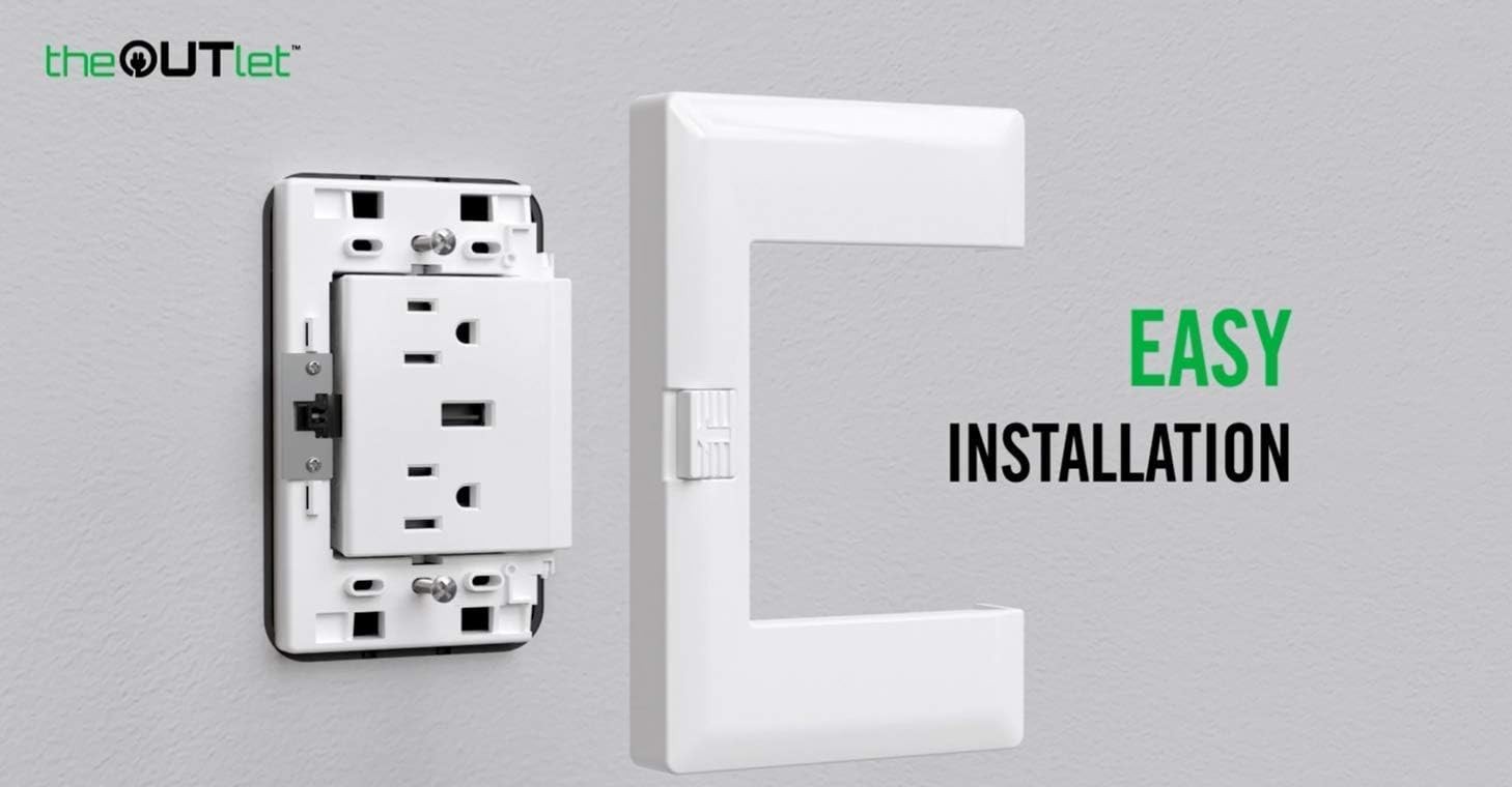 theOUTlet Basic 15 Amp 125 Volt Permanent Outlet Extender 4 + 2 USB Ports White