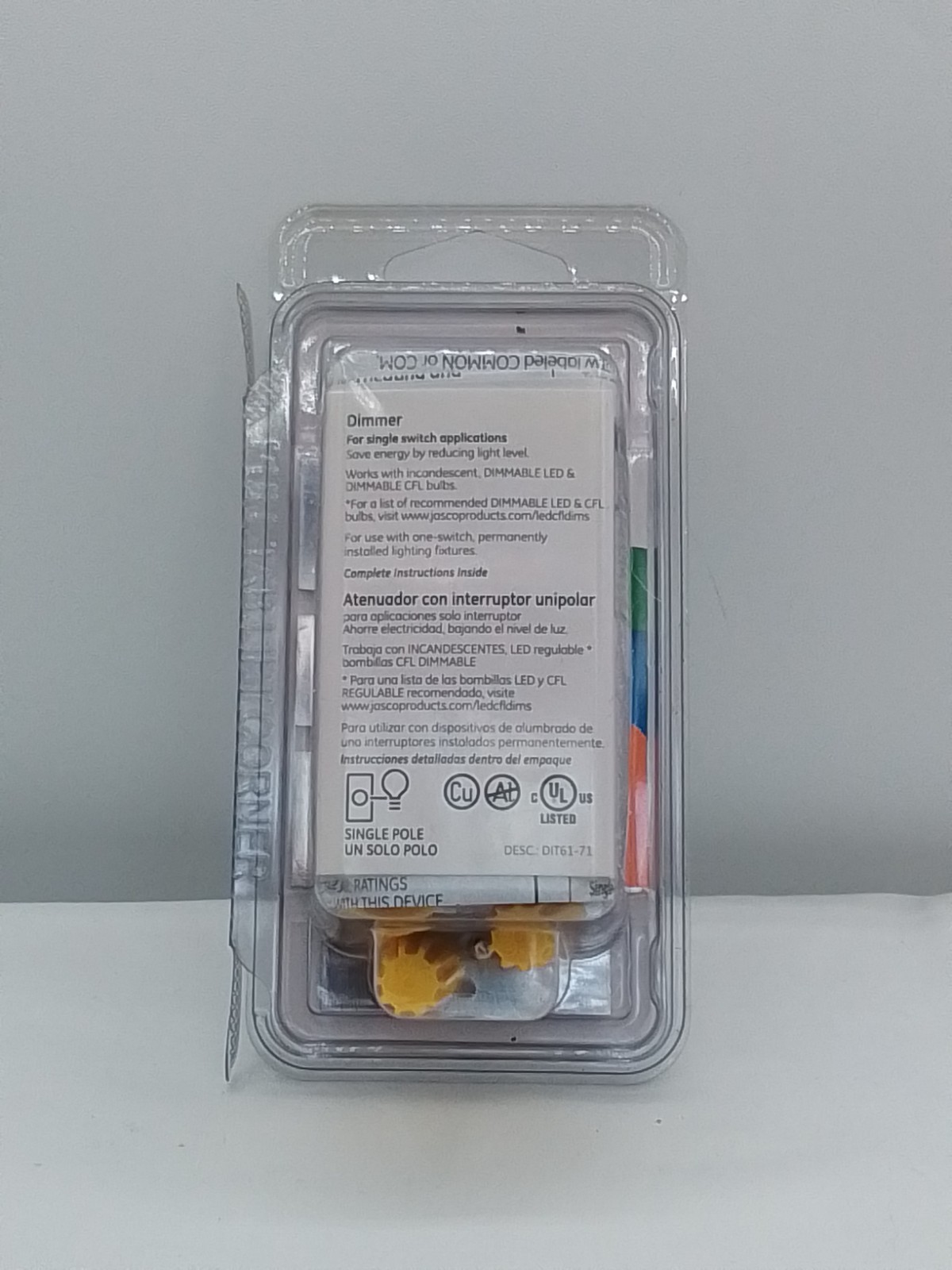GE DIMMER WHITE SINGLE SWITCH APPLICATION FOR SINGLE POLE CFL LED BULBS NEW NOS