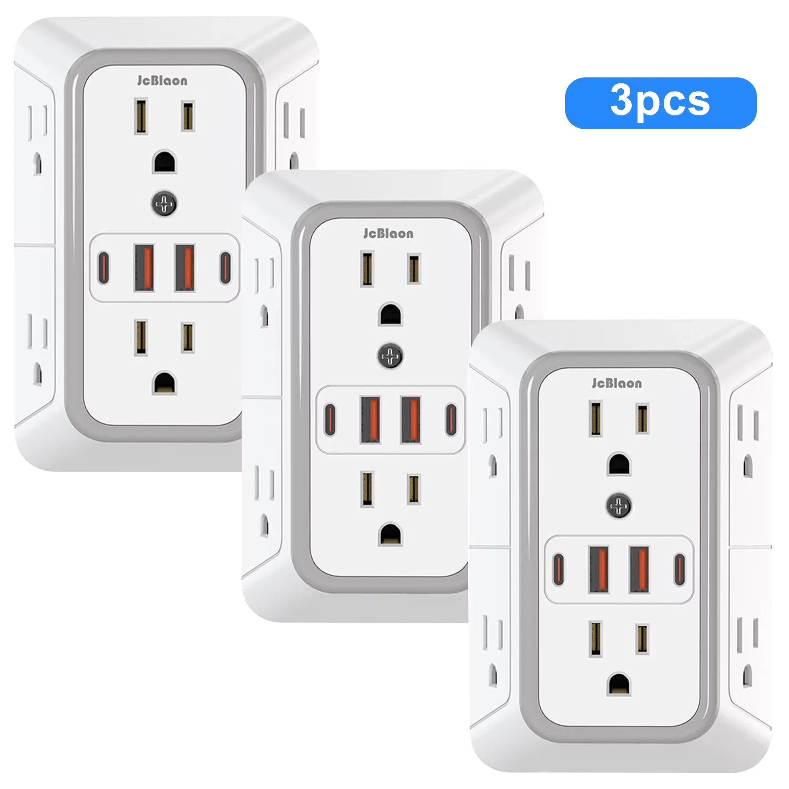 6 Outlet Extender Surge Protector Multi Plug Wall Adapter 4 USB Charger Ports