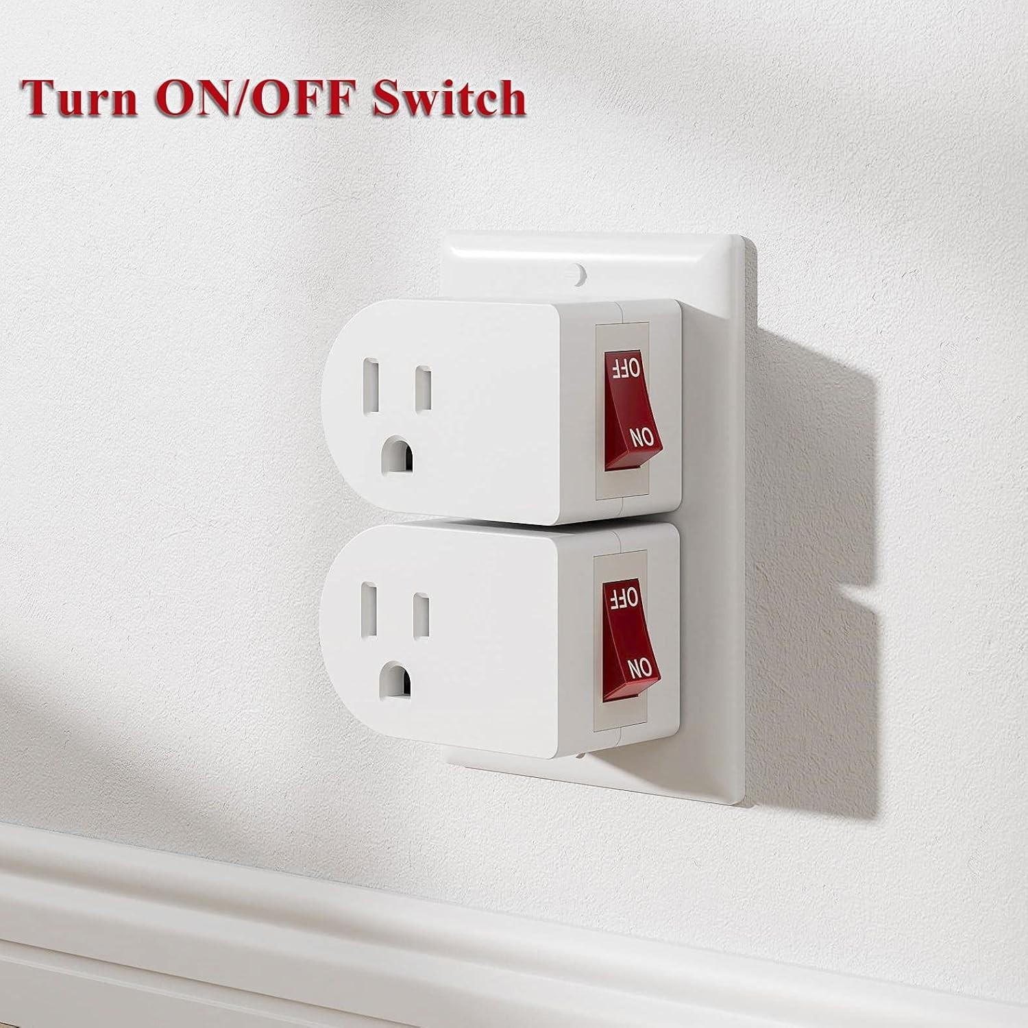 Compact Single Outlet Wall Tap Adapter with Power Switch – 2 Pack for Easy Use