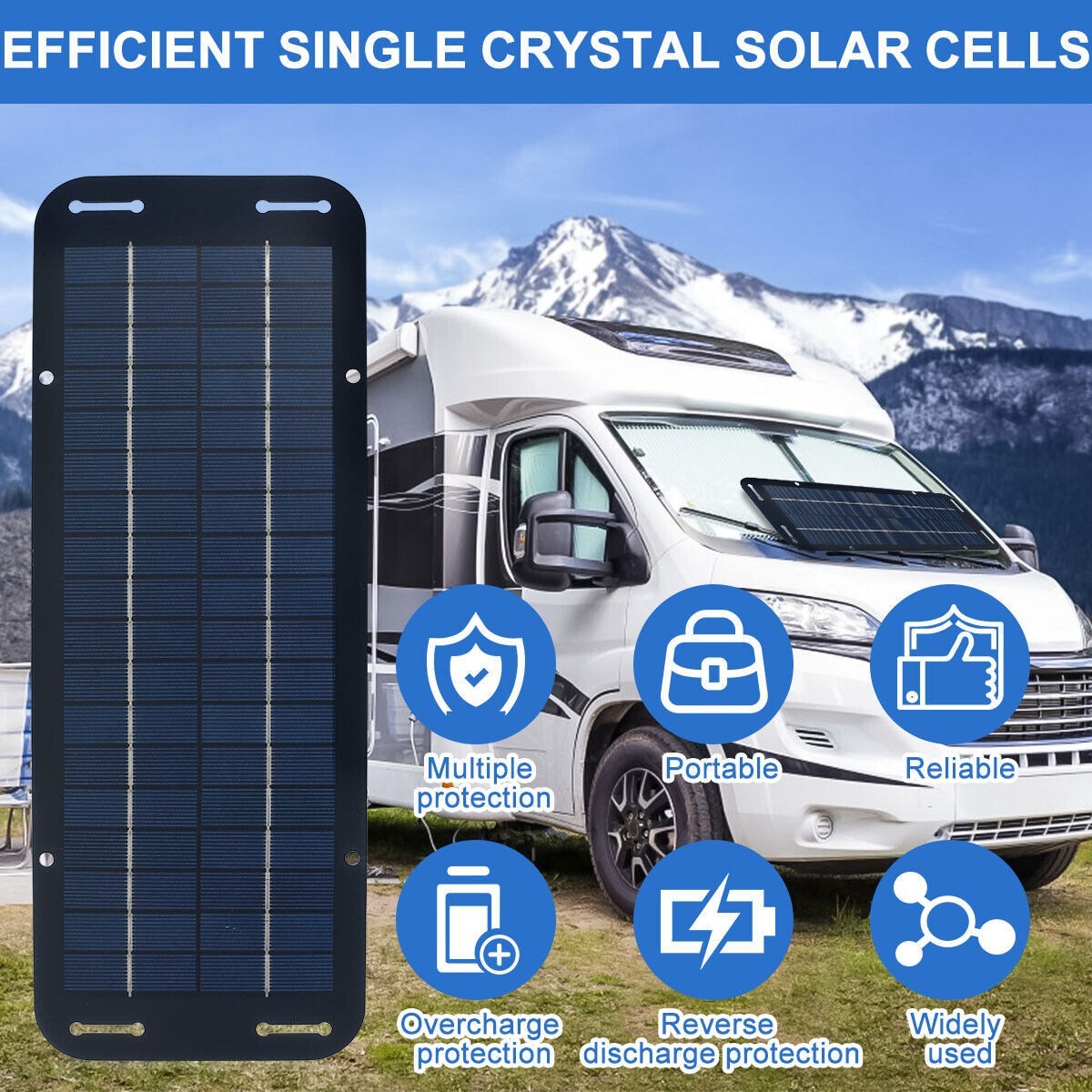30W Solar Panel 12V Trickle Charger Battery Charger Kit Maintainer Boat Car RV
