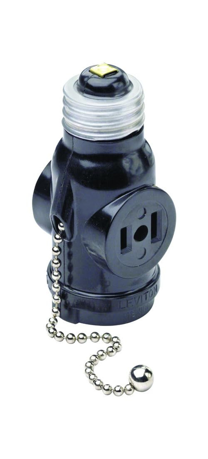 660 Watt, 125 Volt, Two Outlet with Pull Chain Socket Adapter, 1406, Black