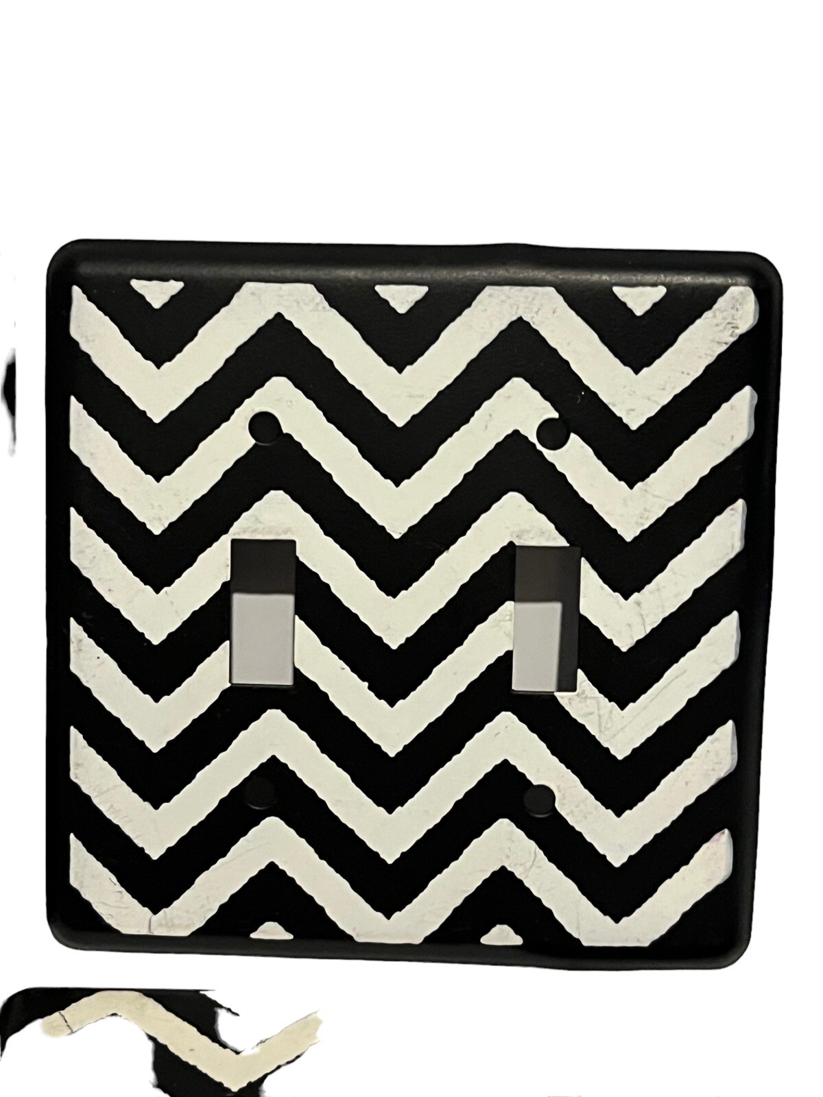 Chevron Zig Zag Black and White Metal Wall Decor Light Switch Plates Lot of 6
