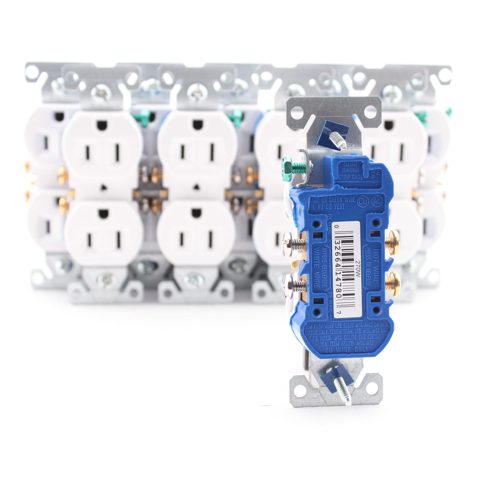 Cooper 270W White Residential 15A Duplex Outlet Receptacles 5-15R 125V 10pcs