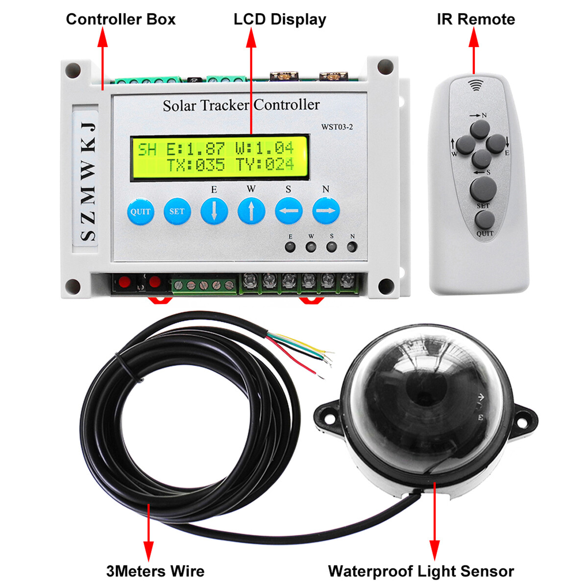 Dual Axis Solar Tracker Controller Automatic Solar Tracking W/ Remote Control EL