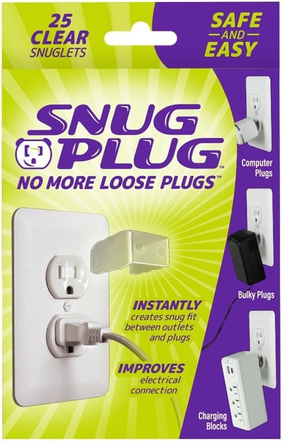 25-Pack Clear Loose Outlet Fix for 110 Volt Electrical Safety & Convenience