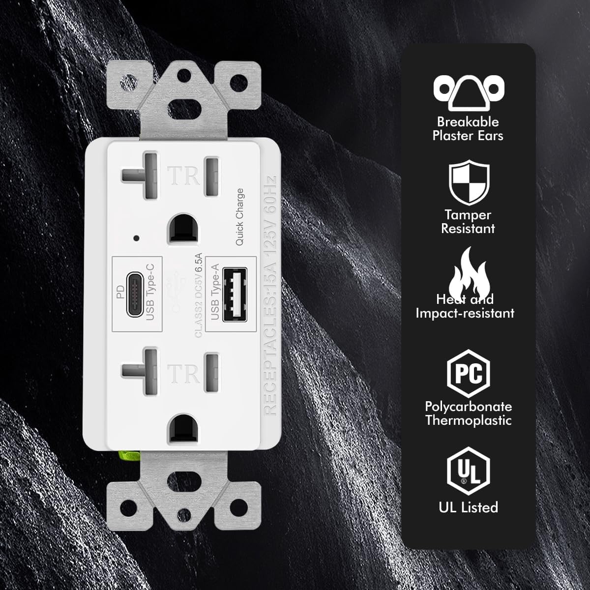 Micmi USB C + A Outlet PD 65W GaN + Power Delivery Receptacle 6.5A with Type …