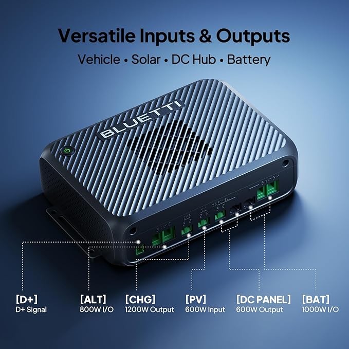 BLUETTI Charger 2, 1200W Alternator & DC-DC Charger Dual Input for Power Station