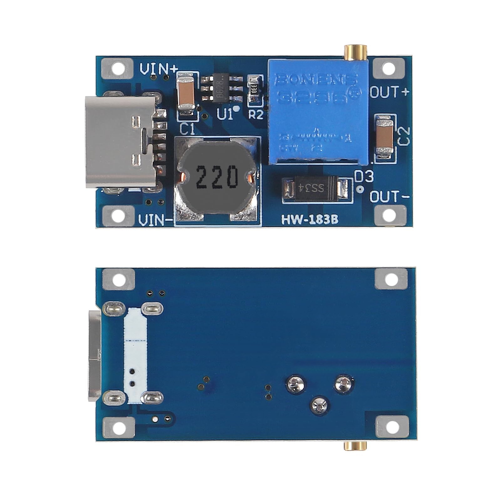 AITRIP 5pcs Type-C MT3608 DC-DC Adjustable Boost Module 2A DC 5 PCS