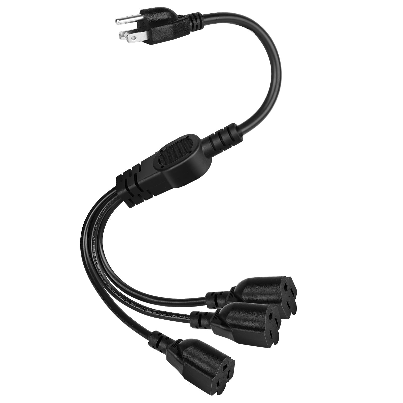1.6 FT 3-Prong 1-to-3 Outlet Power Cord Splitter 16AWG 10A/1250W NEMA