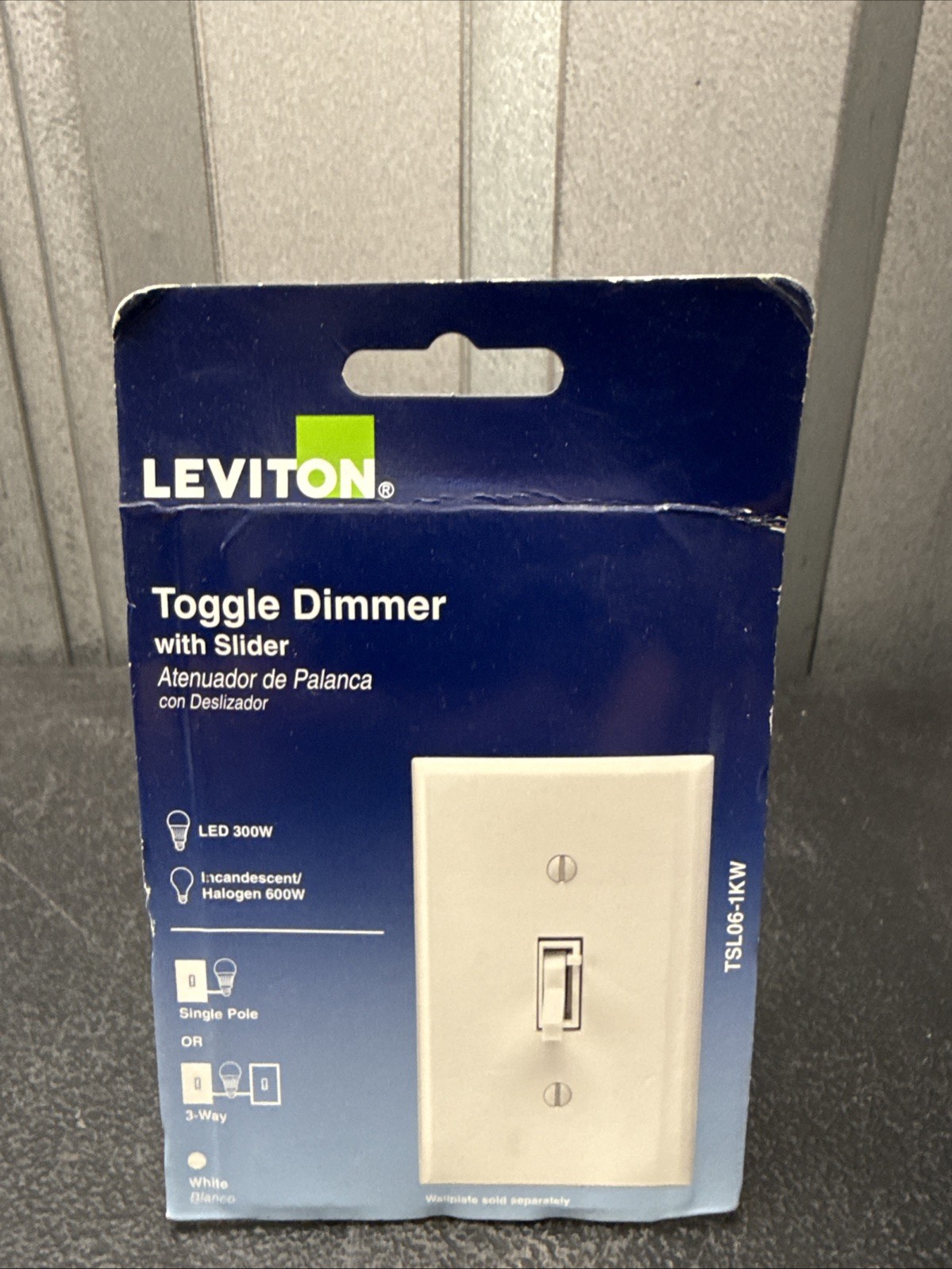 Leviton TSL06-1KW Toggle Dimmer Switch w/ Slider LED 300W White New Damaged Pkg