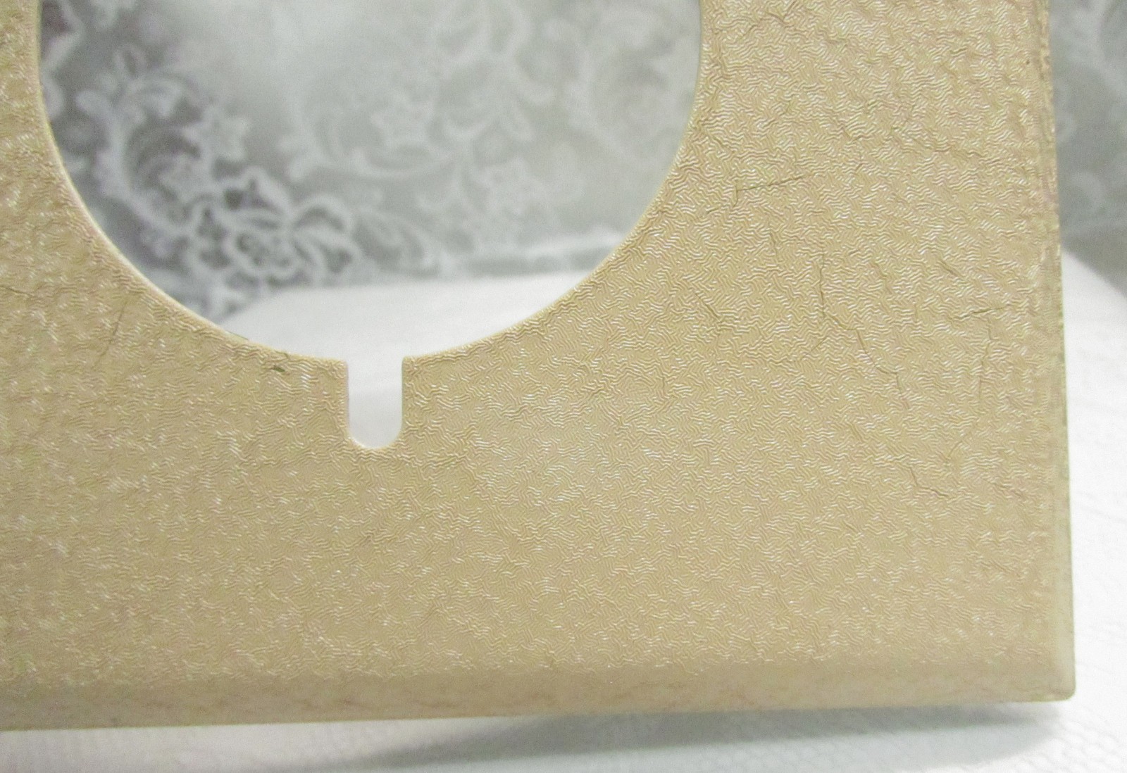 Vintage Square 4½” Textured Beige Metal Round Hole SINGLE GANG WALL PLATE COVER