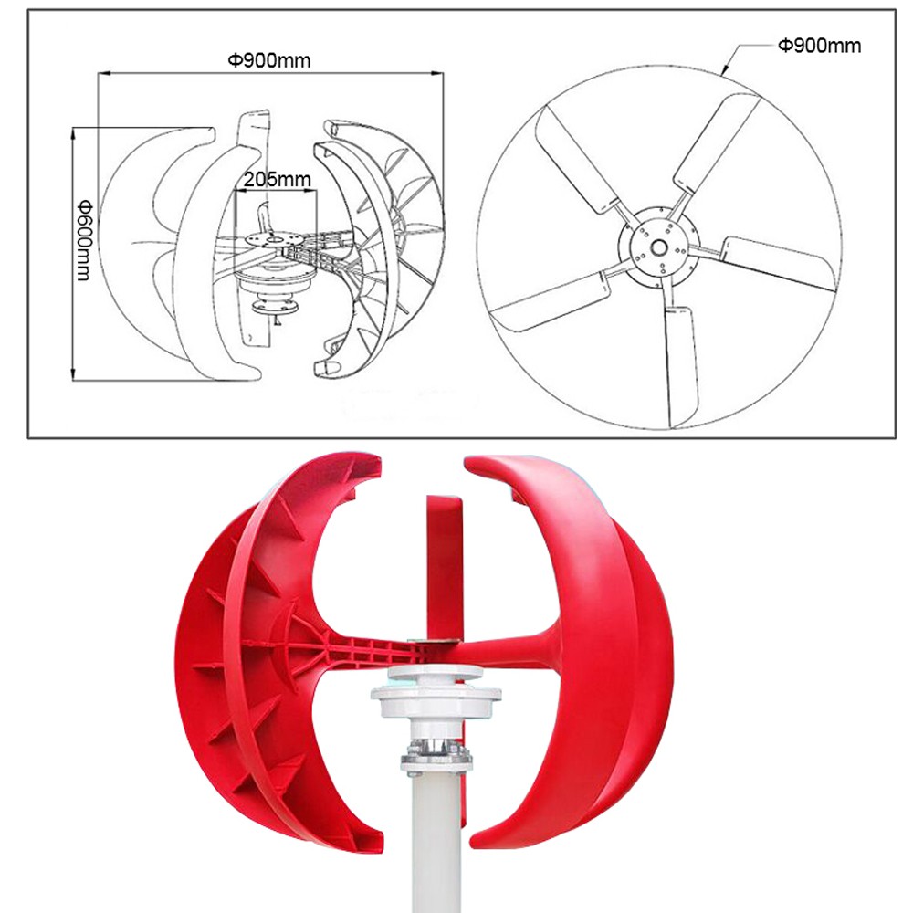 800W Wind Turbine Generator 12V Hybrid MPPT Controller Clean Energy Home Garden