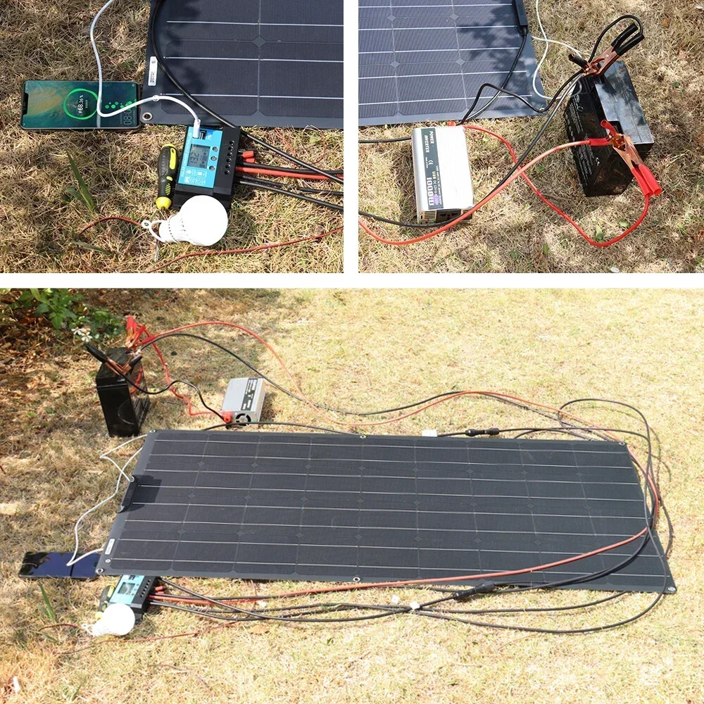 300W Watt Flexible Solar Panel 12V/18V Mono Home RV Roof Camping Off-Grid Power