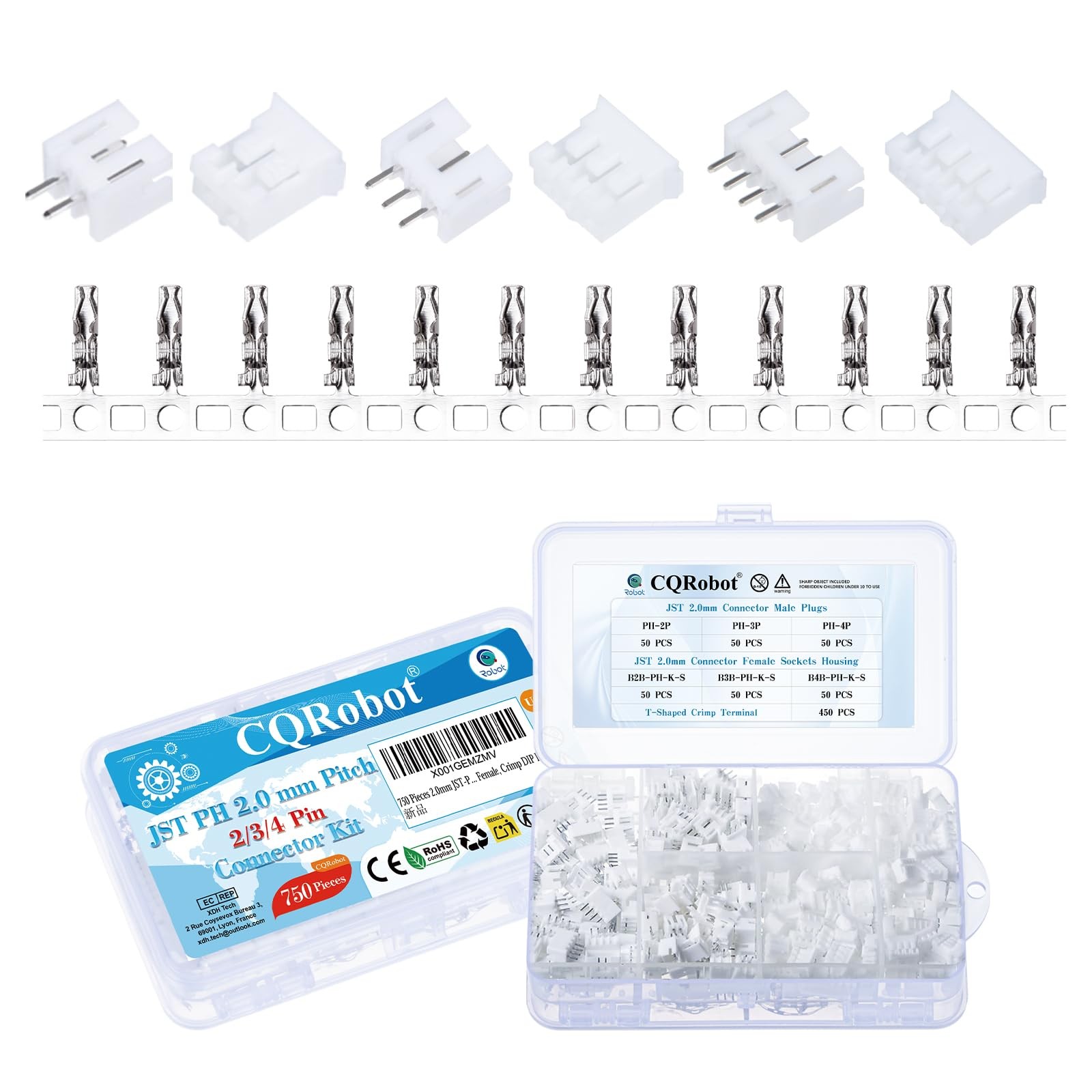 CQRobot JST PH 2.0 mm Pitch 2-Pin/3-Pin/4-Pin 2P/3P/4P, 2P/3P/4P